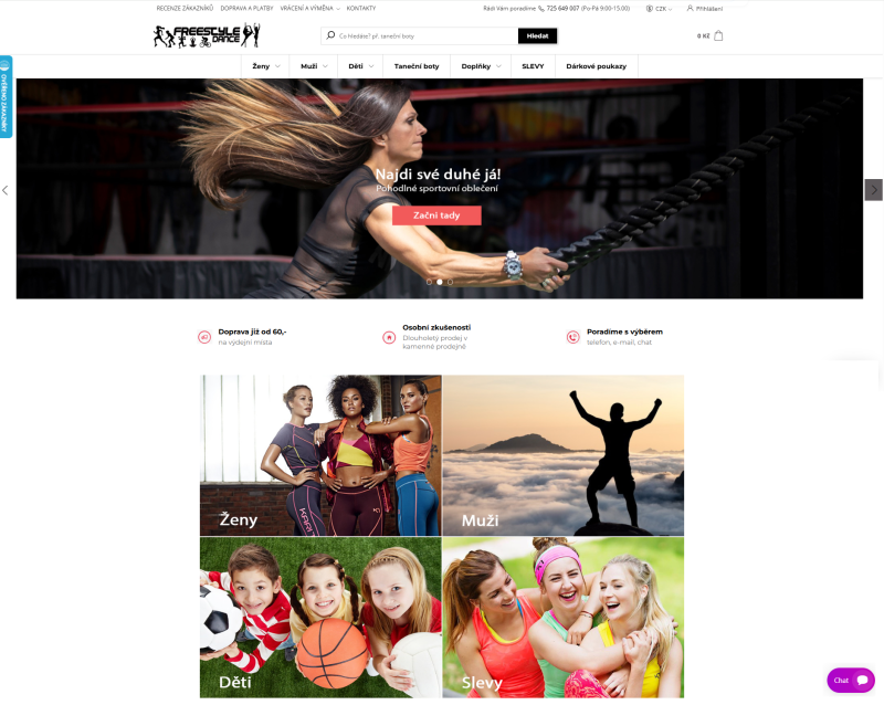 Prodej zavedeného a fungující e-shop se sportovním a tanečním oblečením a doplňky