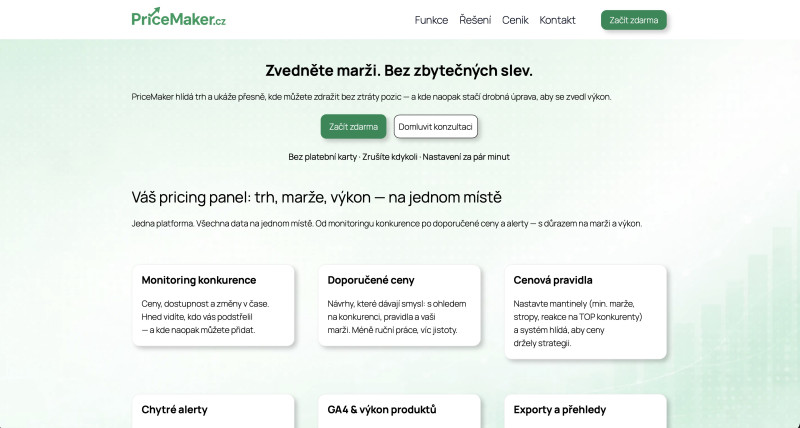 Prodám SaaS projekt PriceMaker.cz – cenotvorba a monitoring konkurence pro e-shopy, možno i na splátky