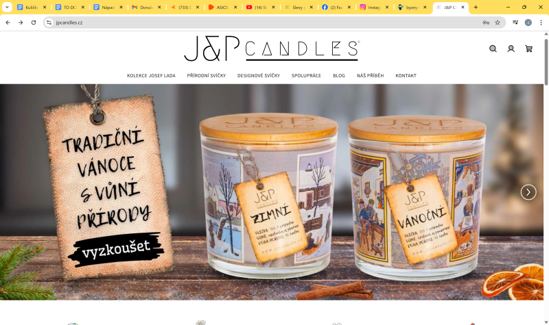 Zavedený e-shop s ručně dělanými svíčkami J&P CANDLES®