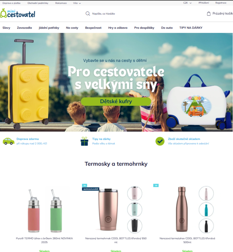 miniCestovatel.cz e-shop s cestovatelskými potřebami pro děti i rodiče