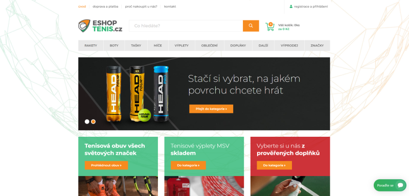 ESHOP-TENIS.CZ – zavedený tenisový e-shop s historií cca 20 let, zákaznickou databází a růstovým potenciálem